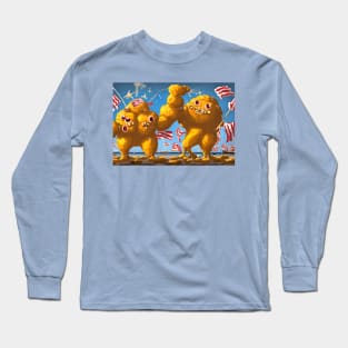 American Cheesy Meatball Monsters Storming the Beaches of Normandy Long Sleeve T-Shirt